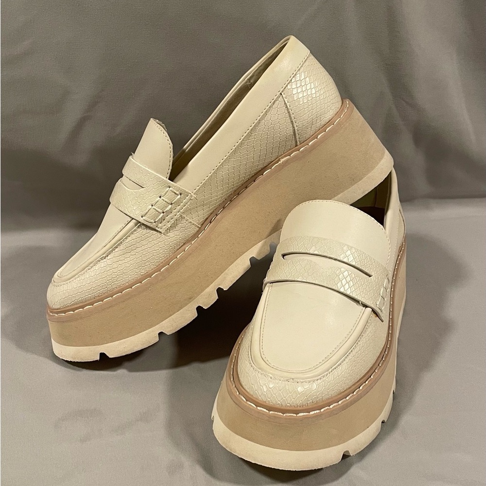 Dolce Vita Cream and Tan Platform Loafers